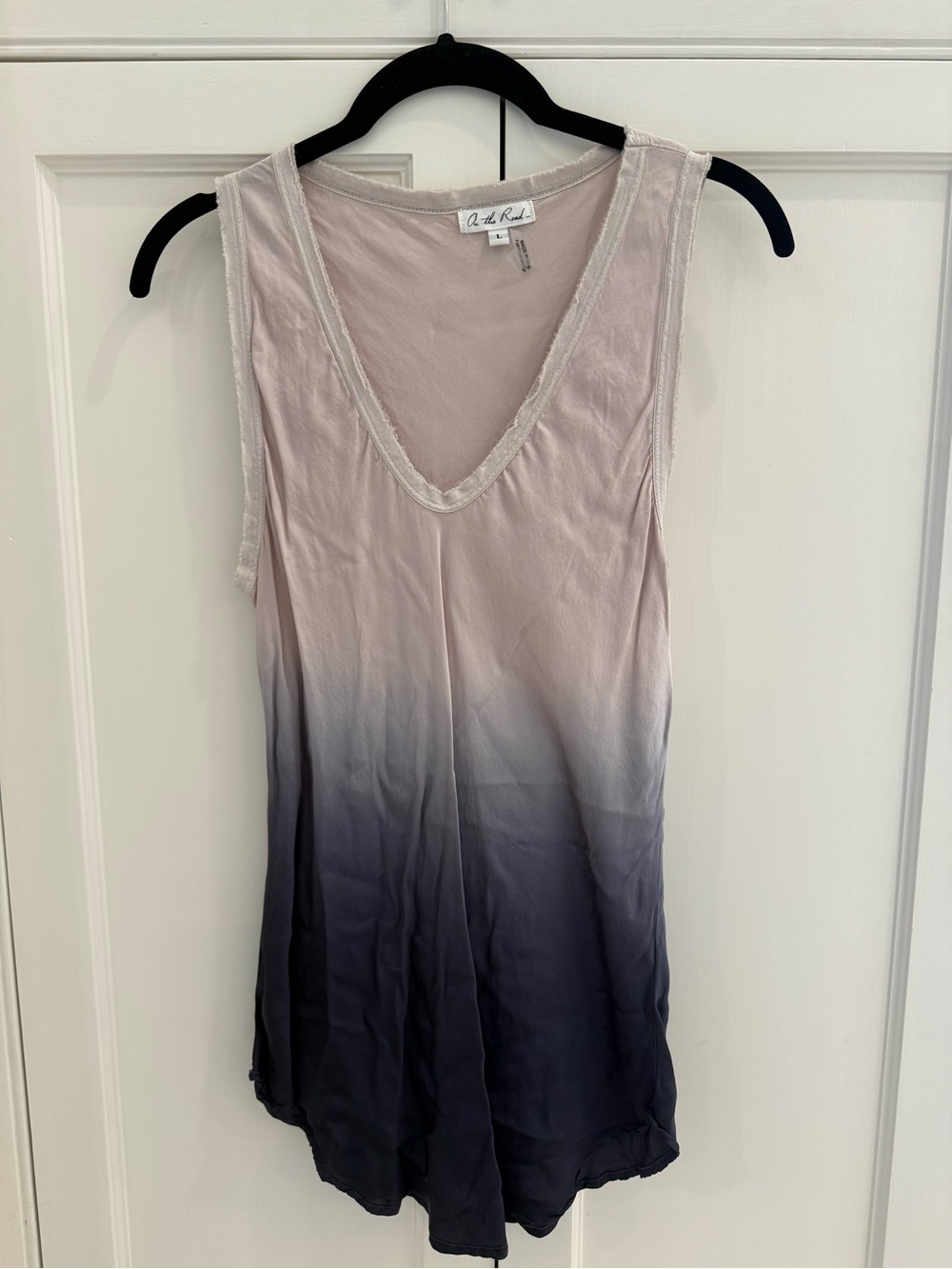 On The Road Blush to Charcoal Ombre V-Neck Tank